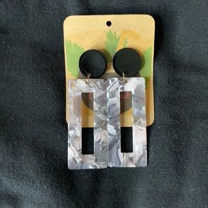 Black and gray dangle earrings